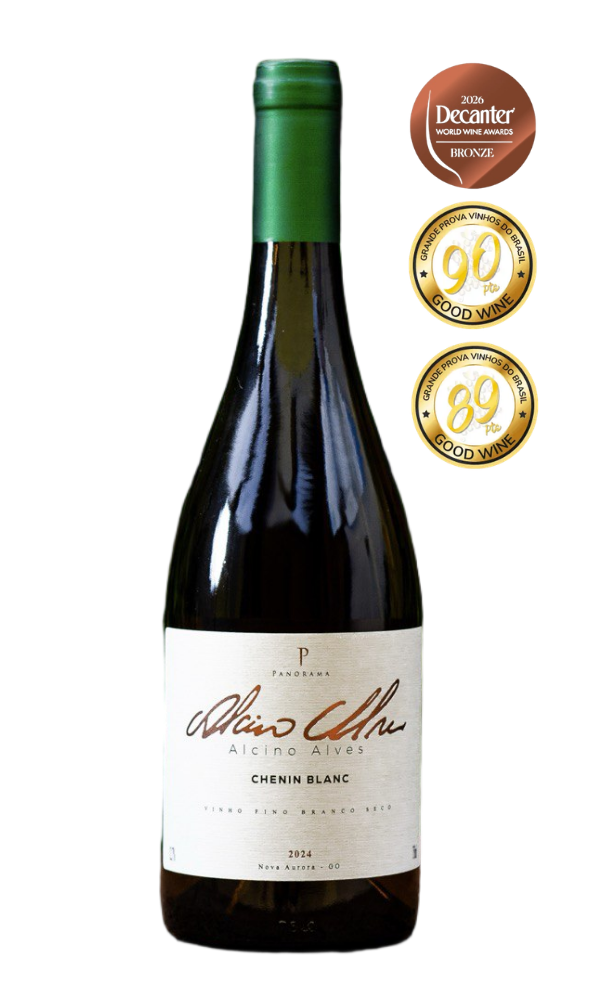 Vinho Alcino Alves Chenin Blanc 2024 Vinícola Panorama 90 pontos Grande Prova Vinhos do Brasil 2026 Bronze Decanter 2026 89 pontos Grande Prova Vinhos do Brasil 2025