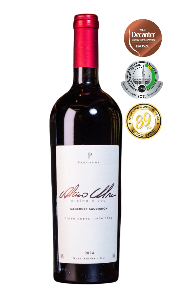 Vinho Cabernet Sauvignon Alcino Alves 2022 Vinícola Panorama 89 pontos Grande Prova Vinhos do Brasil 2026 Bronze Decanter 2026 Medalha de Prata Concurso Mundial de Bruxelas 2025